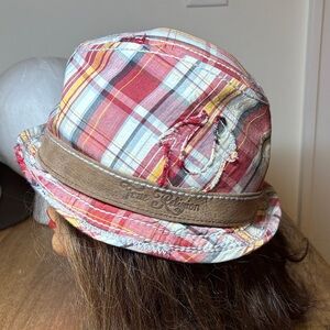 True Religion Red Plaid Cotton Fedora L/XL